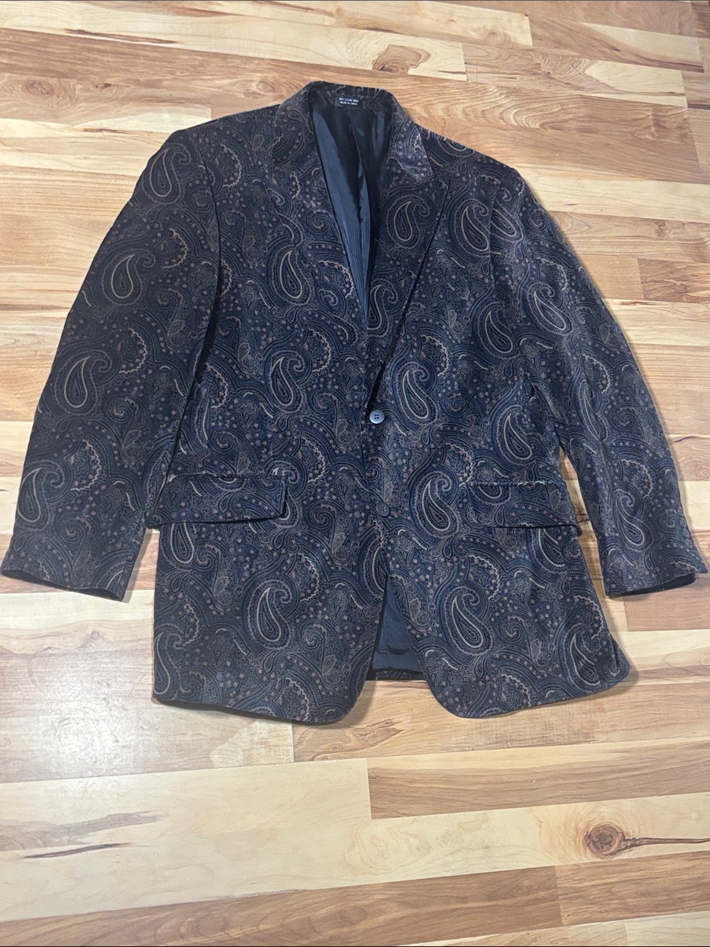 Irvine Park Men’s Black Paisley Velvet Sport Coat Blazer, 40R